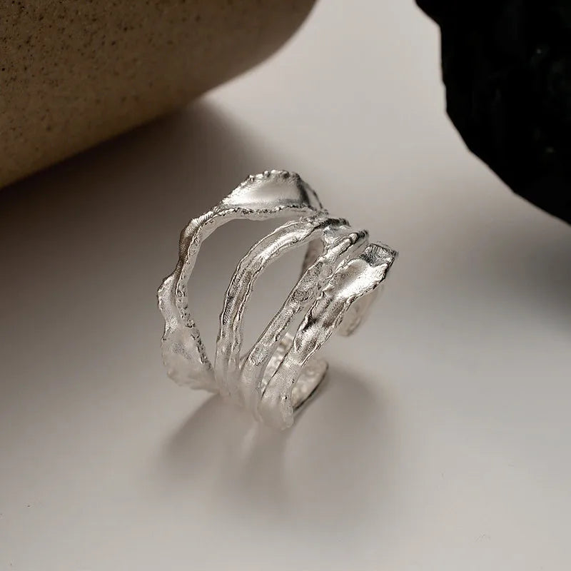 Impressionistische Streifen Handgefertigter Ring R167