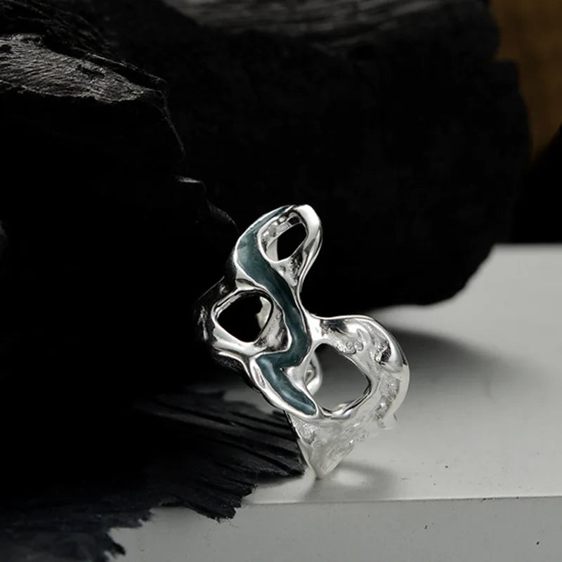 Filigranring mit blauem Emaille R1238