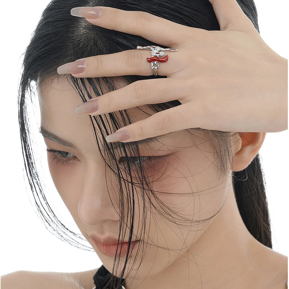 Unregelmäßiger Ring mit Alien-Muster R1239