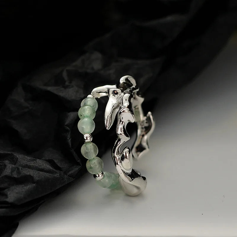 Unregelmäßiger Ring aus Jadeperlen R1171