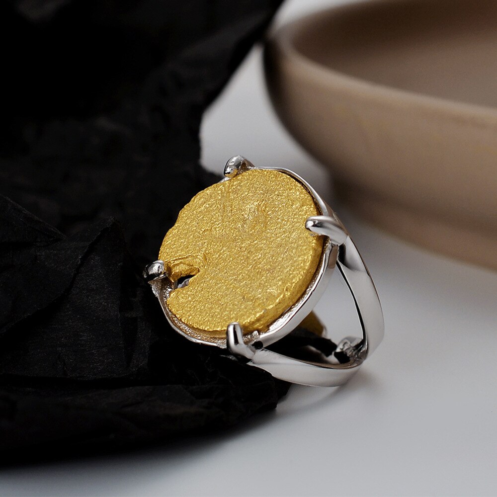 Mattierter Münzring mit dicker Scheibe R1208