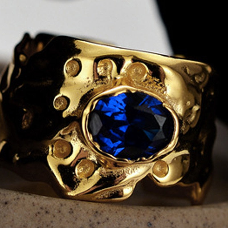 Saphir CZ Impressionistenring R1094