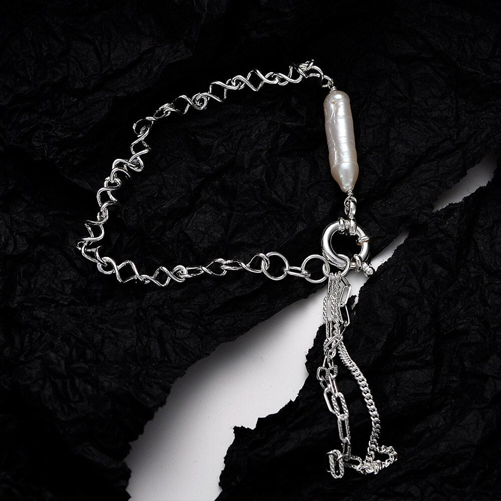 Barockperlen-Kabelkettenarmband B1027