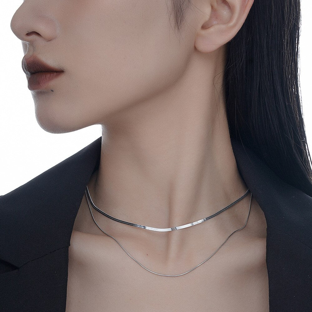 Flache Schlangenkettenhalskette N1038