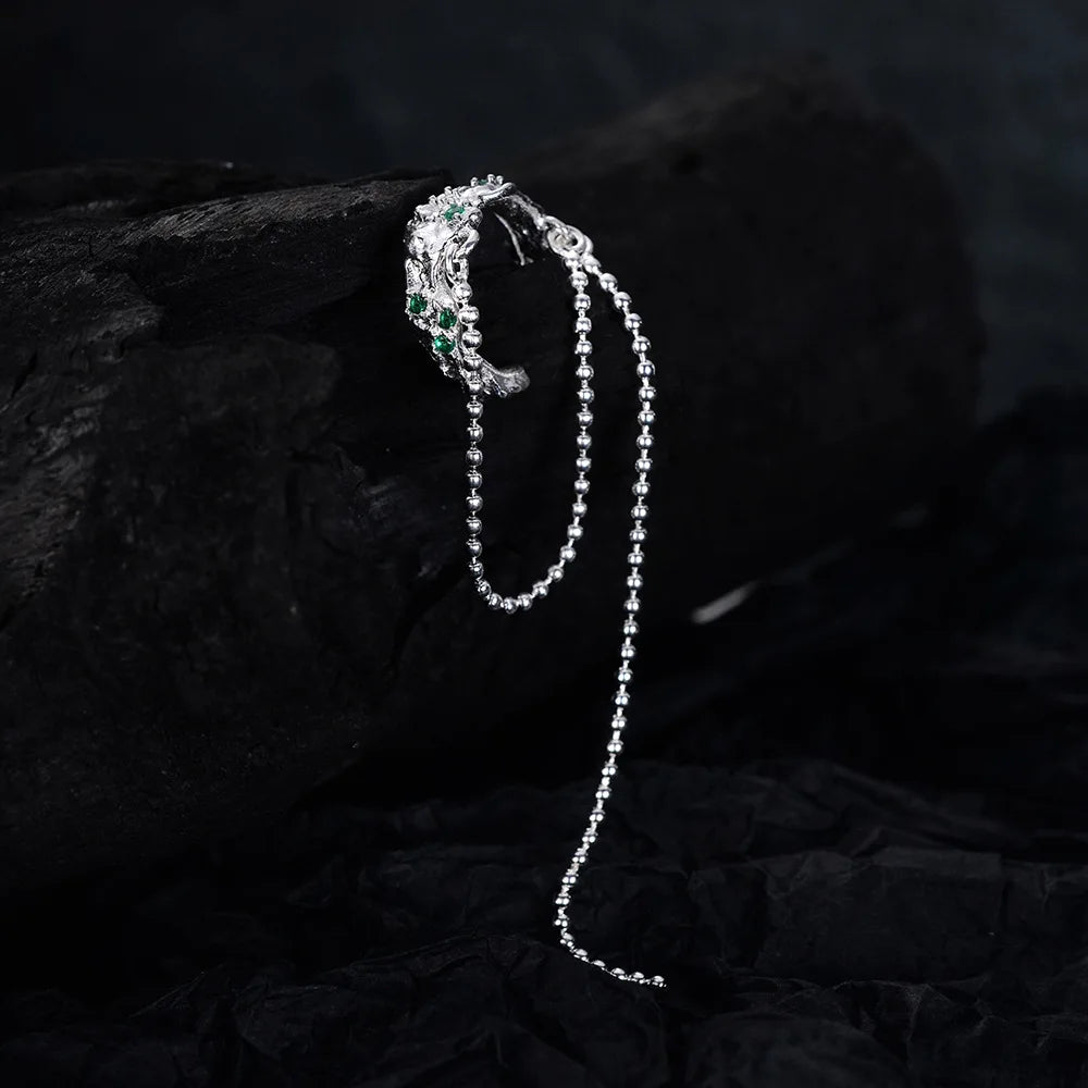 Grüner Zirkonia-Ohrring mit langer Kette E1130, 1 Stück