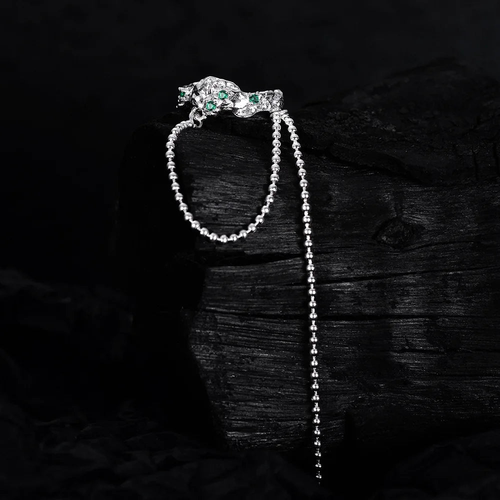 Grüner Zirkonia-Ohrring mit langer Kette E1130, 1 Stück