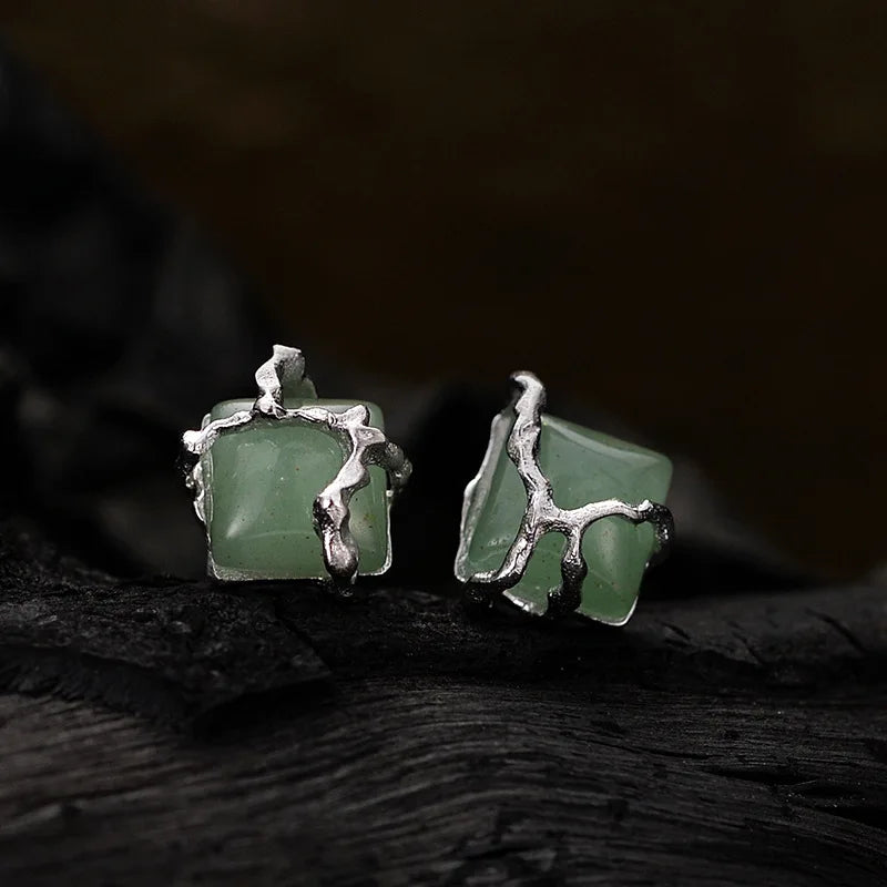 Jade-Rindenelement-Ohrring E1157