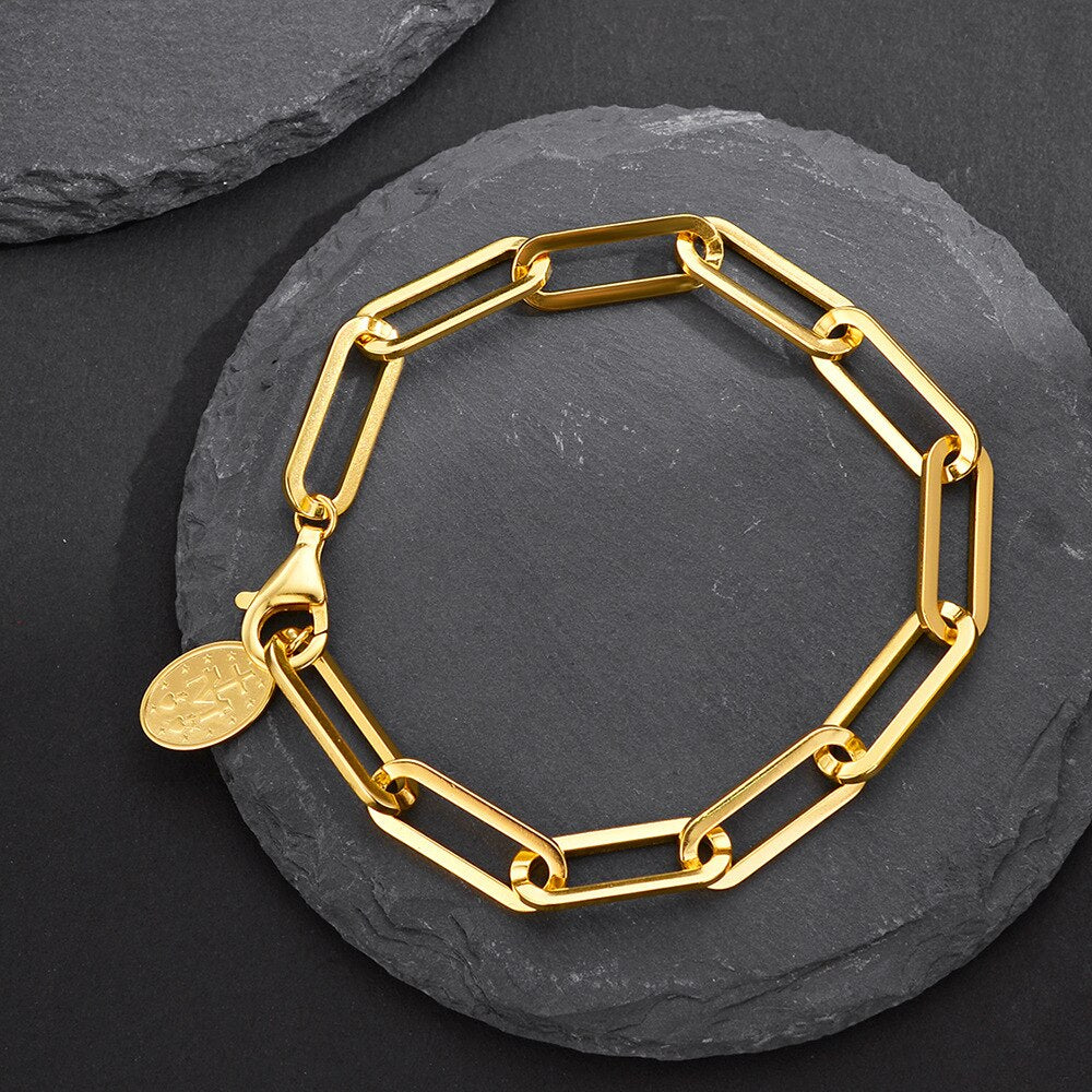 Dickes, gezogenes, längliches Kettenarmband B1045