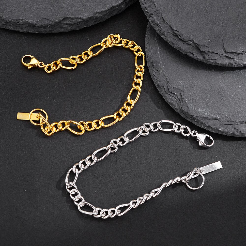 Statement-Armband mit Figaro-Kette B1043