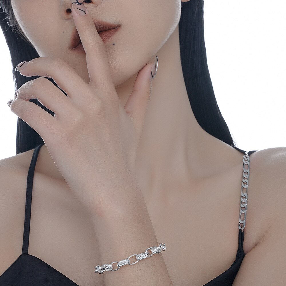 Strukturiertes Kabelkettenarmband B1029