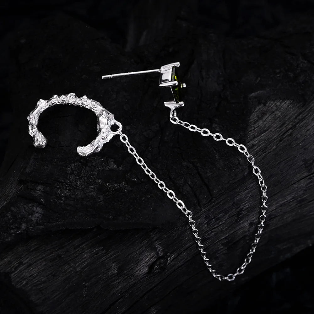 Lange Kette CZ Ohrring E1192, 1 Stück