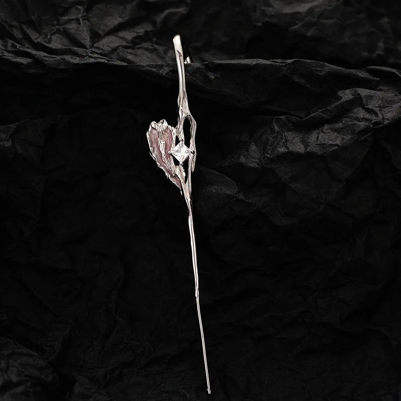 Rosa Emaille Ear Cuff E1110, 1 Stück