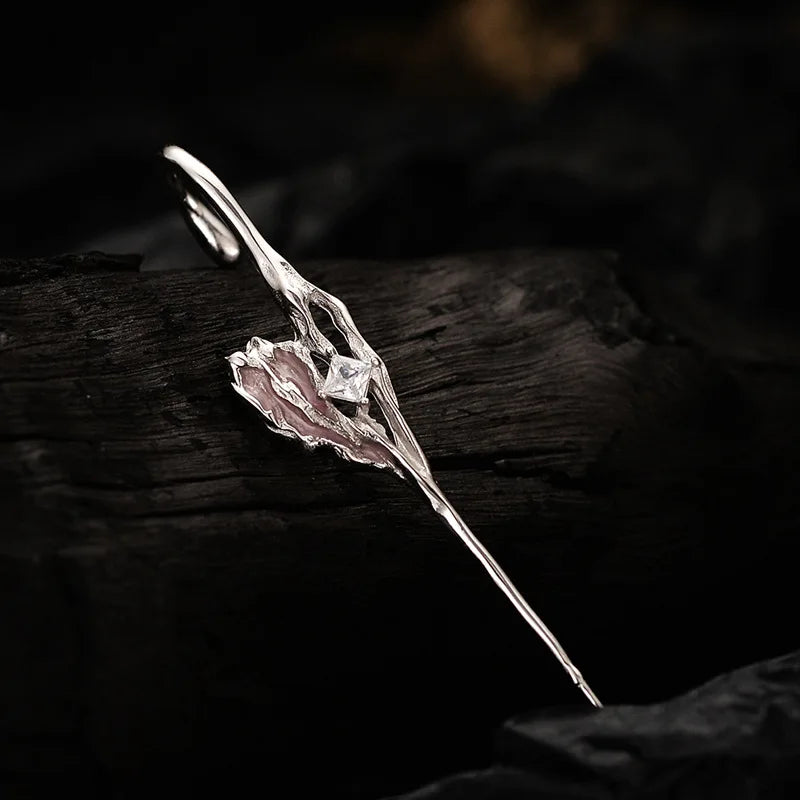 Rosa Emaille Ear Cuff E1110, 1 Stück