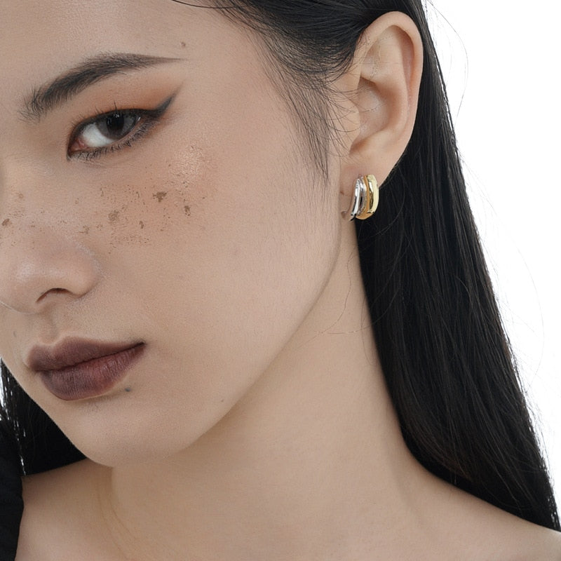 Zweifarbige Huggie-Ohrringe E1141