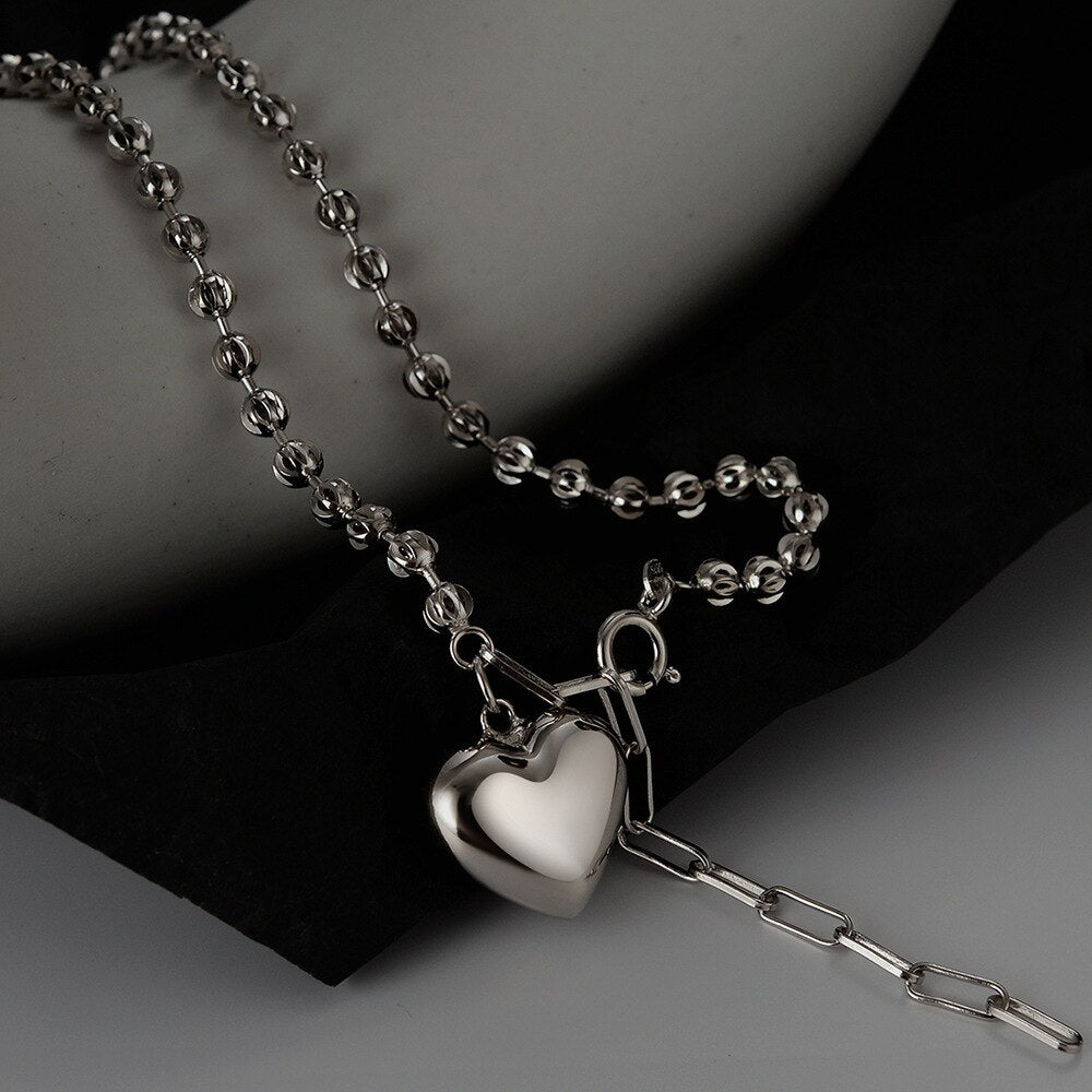 Kugelkette mit Herzanhänger N1006