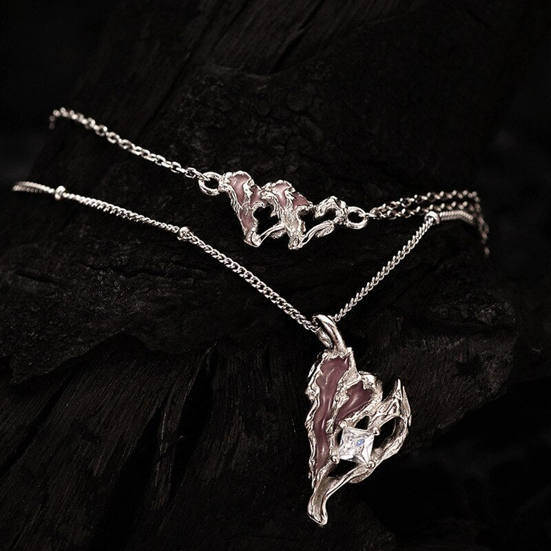 Geknülltes Herz Rosa Emaille Armband B1003