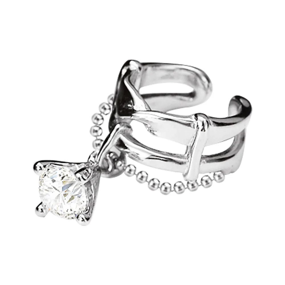 Solitär-Ohrmanschette mit Zirkonia-Kette E1156, 1 Stück
