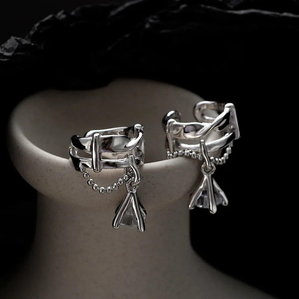 Solitär-Ohrmanschette mit Zirkonia-Kette E1156, 1 Stück