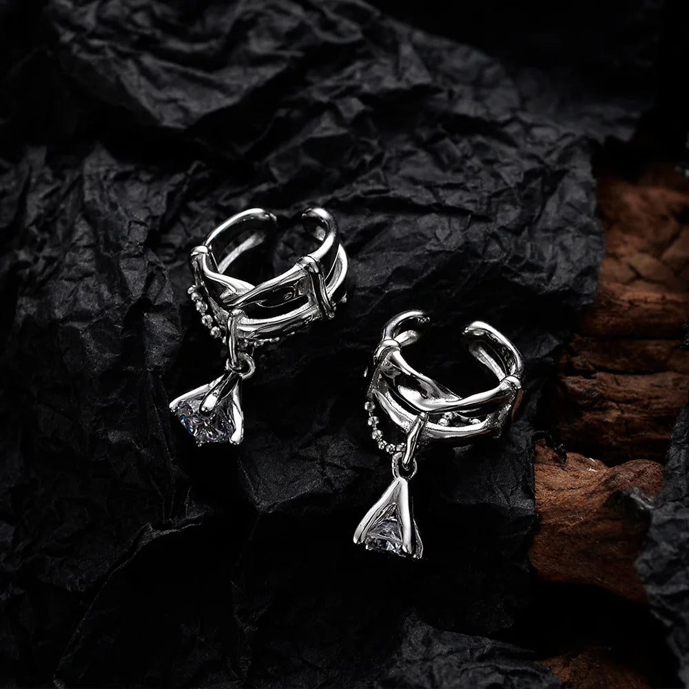 Solitär-Ohrmanschette mit Zirkonia-Kette E1156, 1 Stück