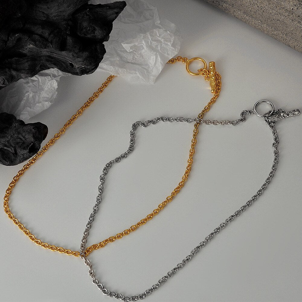 Halskette mit T-Steg und Kabelkette N1019