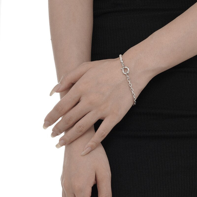 Dickes Perlenarmband mit Kabelkette B1004
