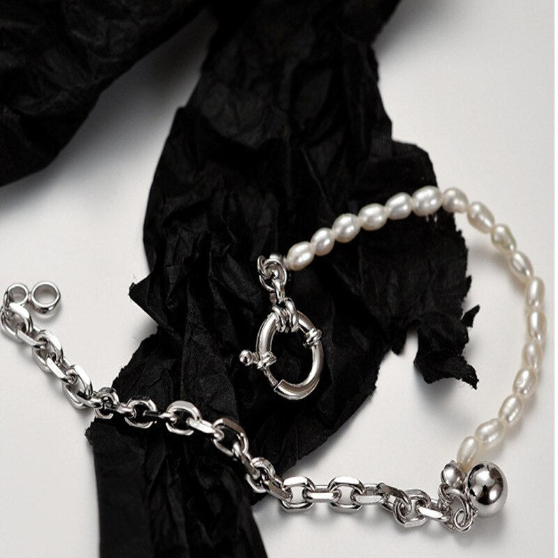 Dickes Perlenarmband mit Kabelkette B1004