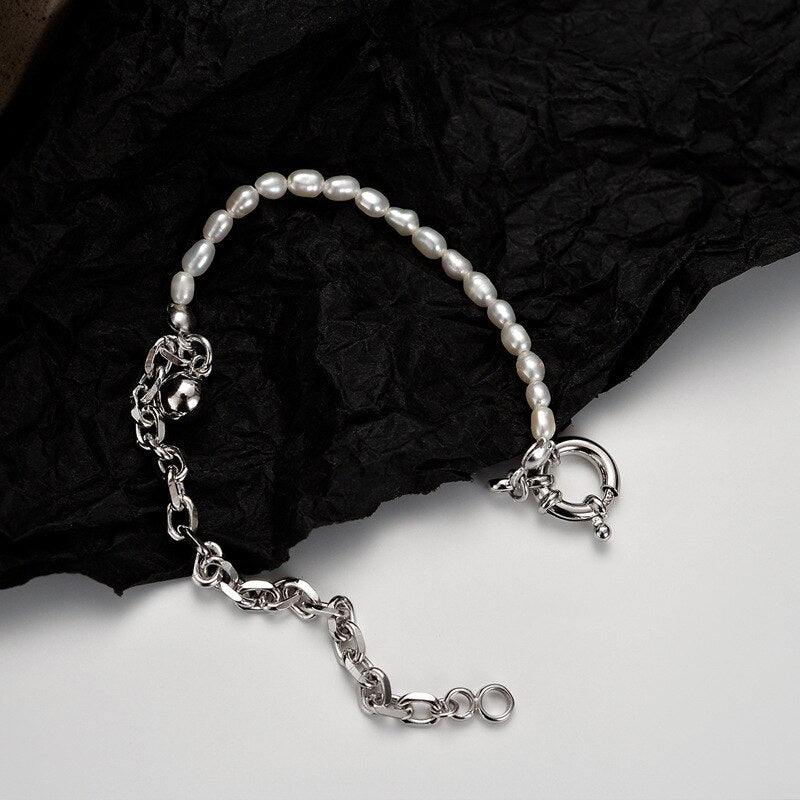 Dickes Perlenarmband mit Kabelkette B1004