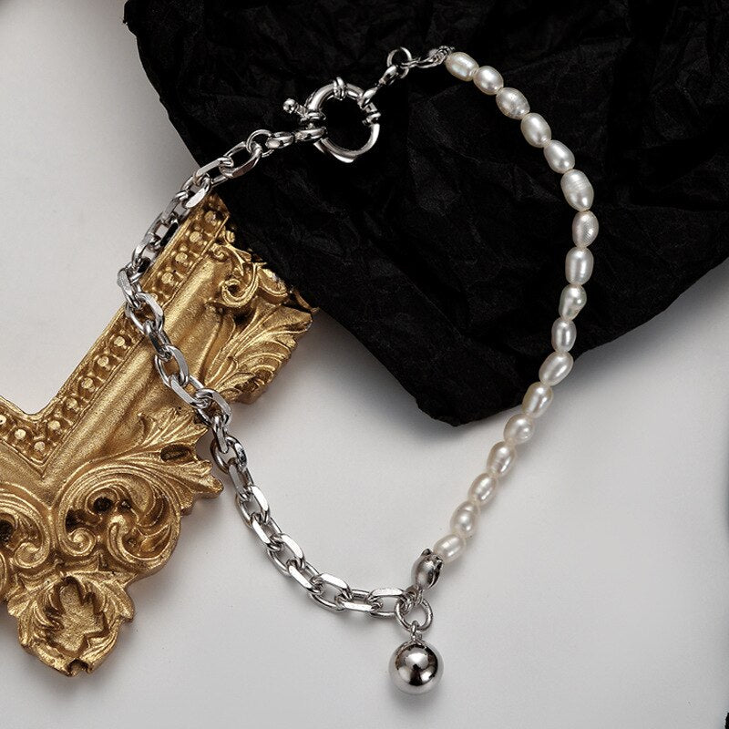 Dickes Perlenarmband mit Kabelkette B1004