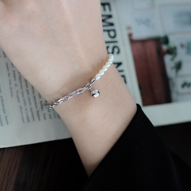 Dickes Perlenarmband mit Kabelkette B1004