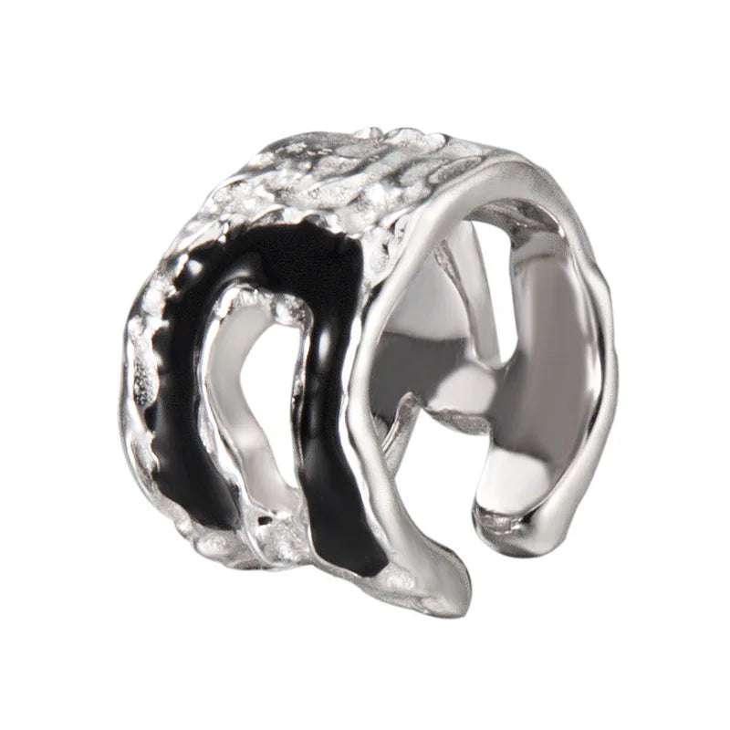 Schwarzer Emaille-Ohrring E1185, 1 Stück