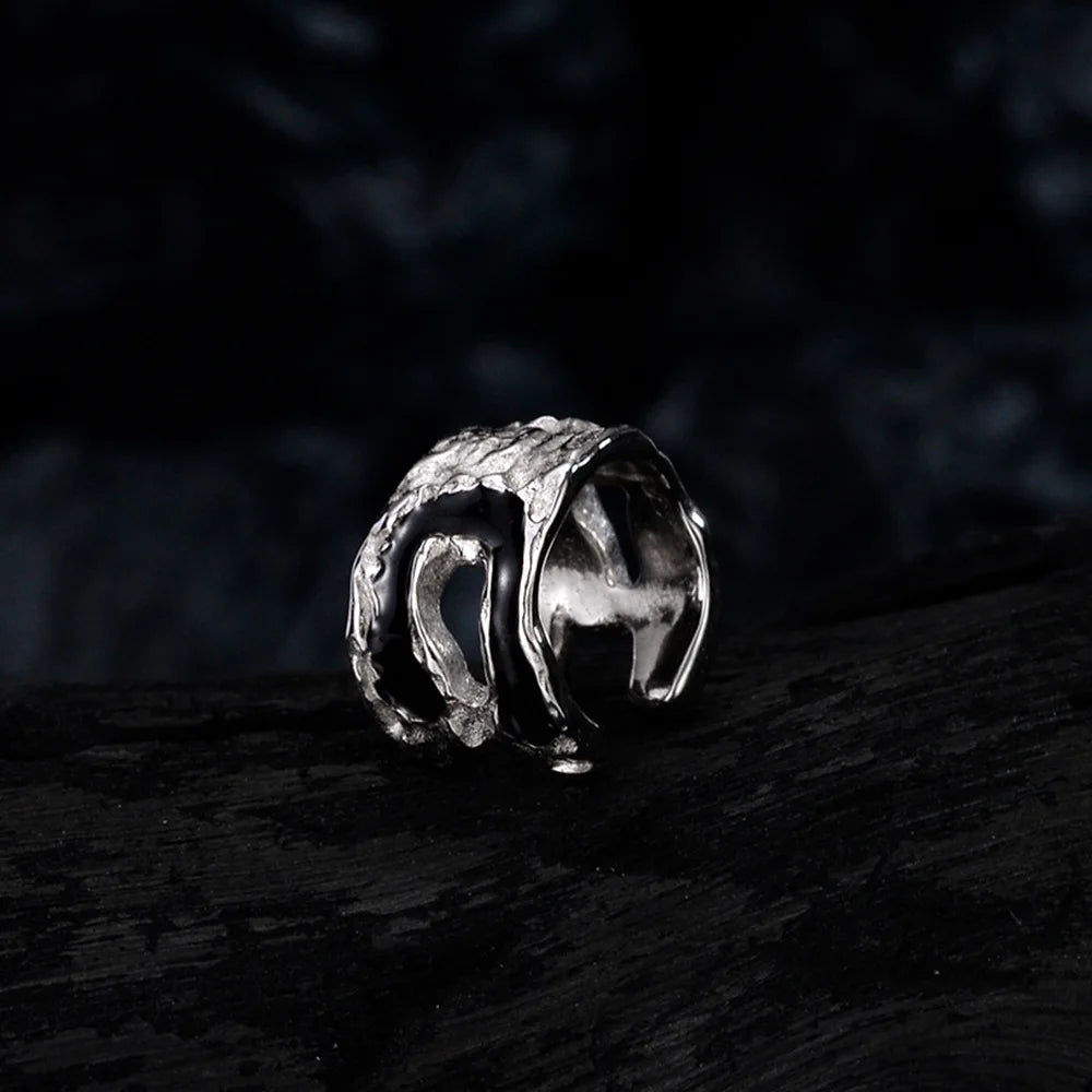 Schwarzer Emaille-Ohrring E1185, 1 Stück