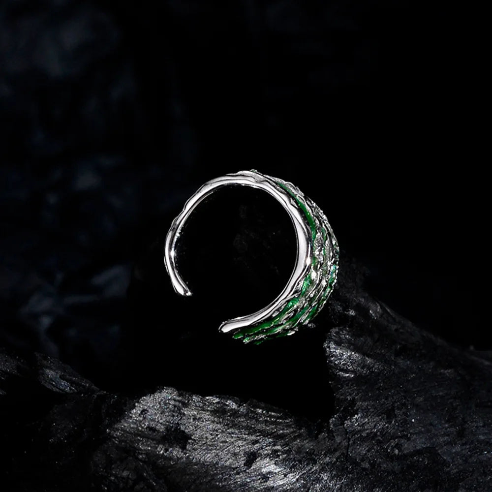 Grüner Emaille-Ohrring, breit, asymmetrisch, E1184, 1 Stück