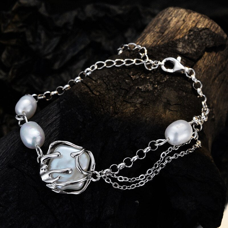 Gewickeltes Barockperlen-Mehrkettenarmband B1049