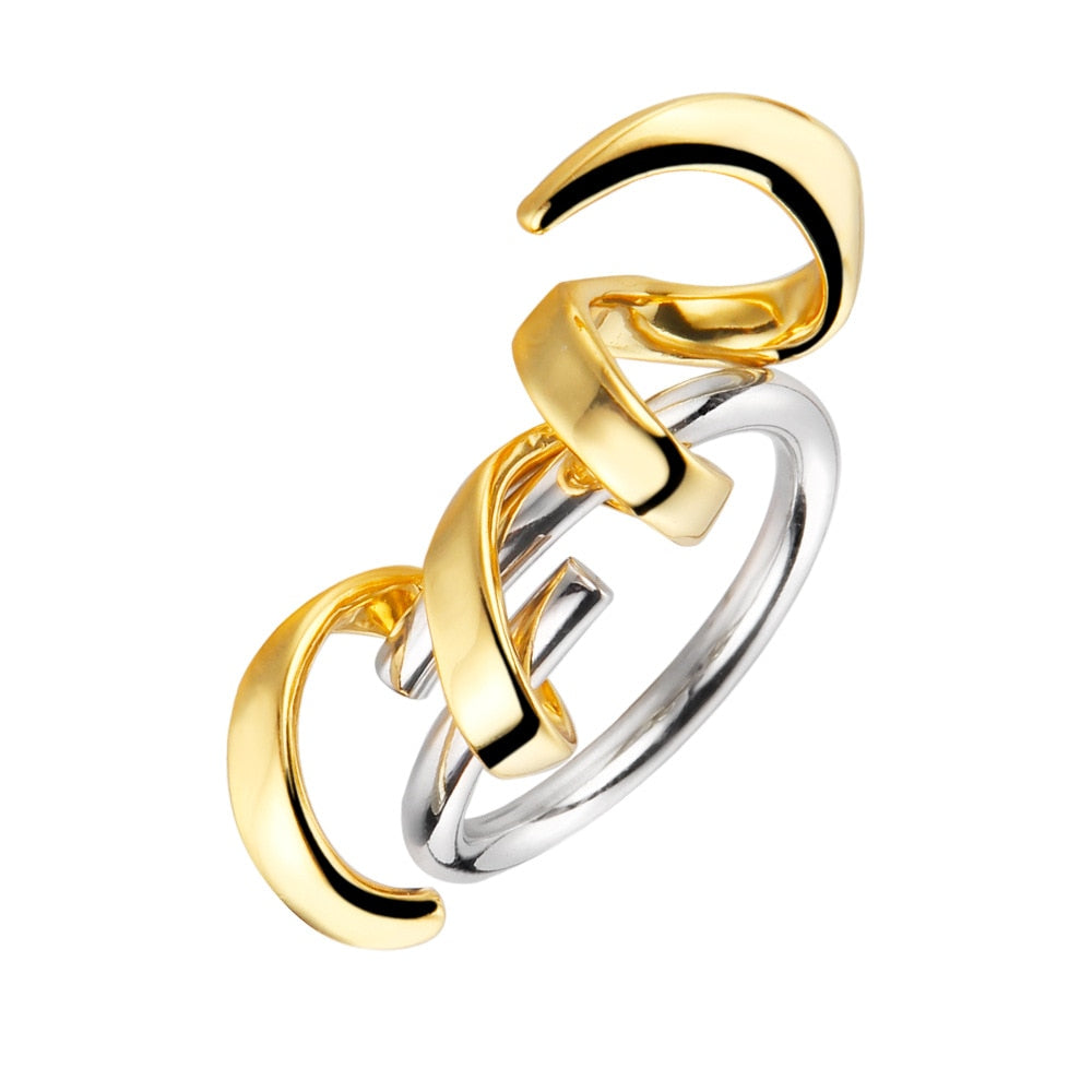 Zweifarbiger Ring aus massivem Draht R1100