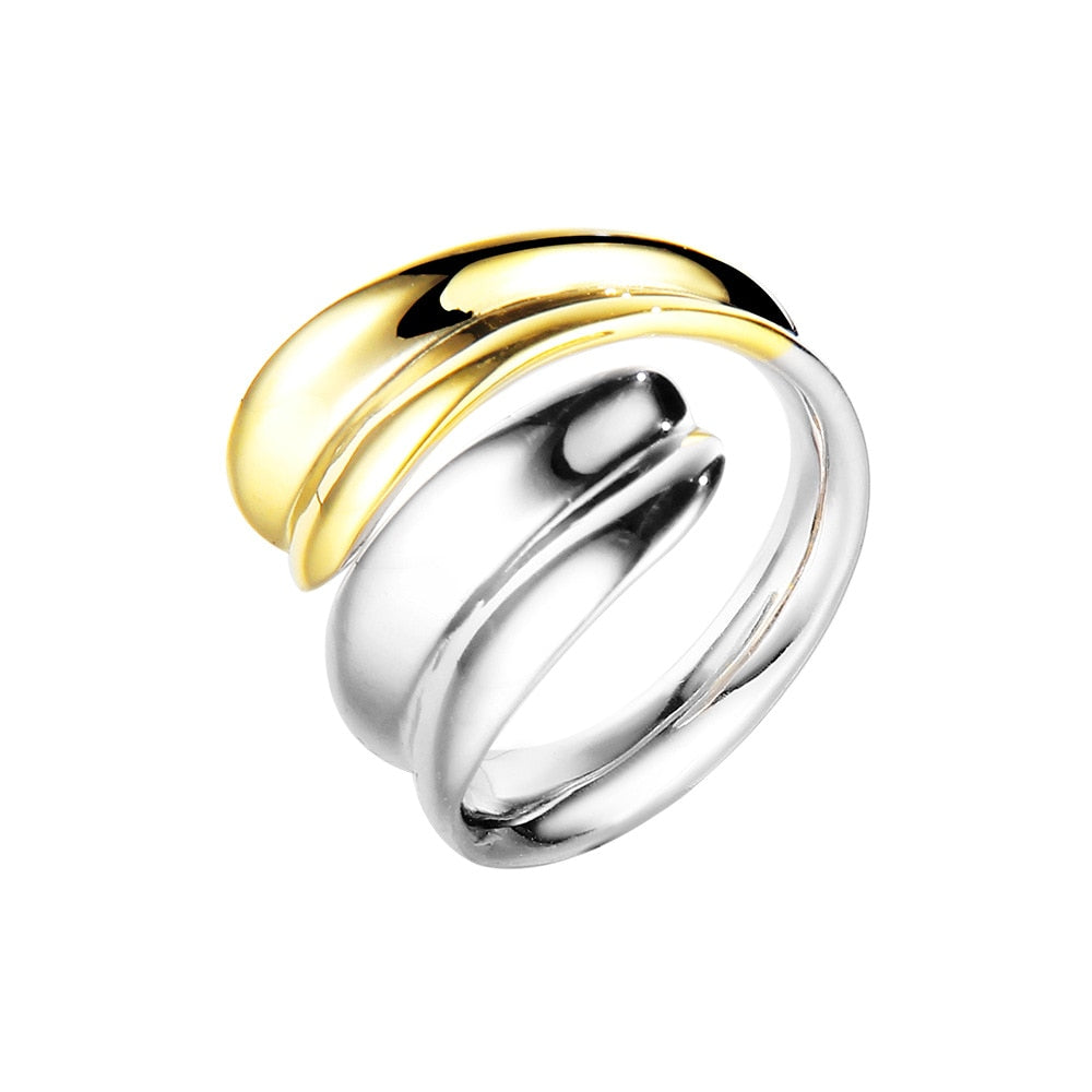 Zweifarbiger Kreis-Ring mit skurrilem Motiv R1036