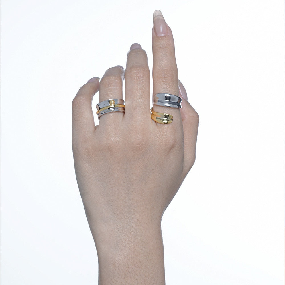 Zweifarbiger Kreis-Ring mit skurrilem Motiv R1036