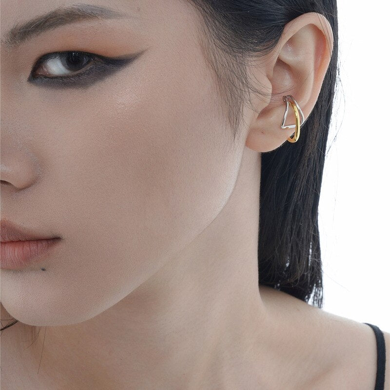 Zweifarbige Draht-Ohrringe E1035 1 Stück