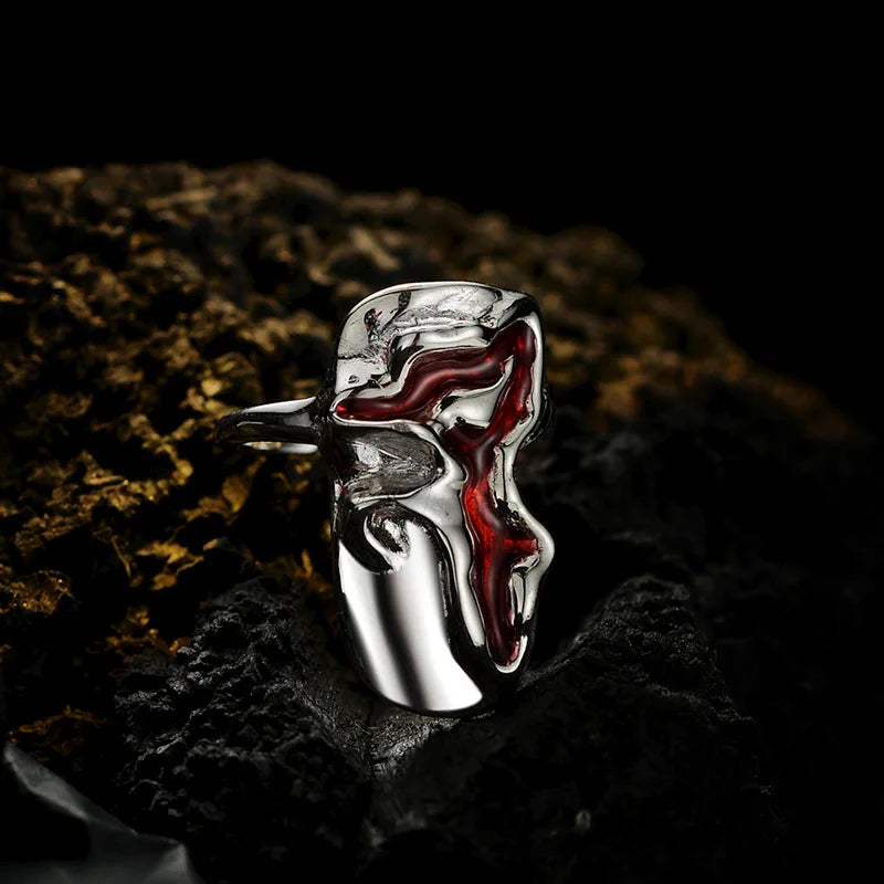 Breiter Totenkopf Unregelmäßiger Ring R1204