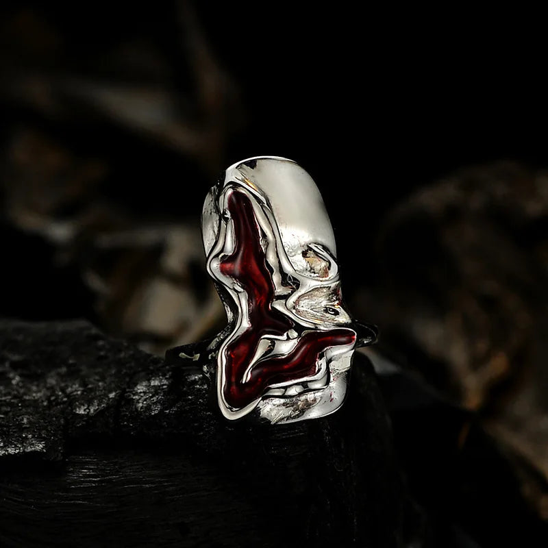 Breiter Totenkopf Unregelmäßiger Ring R1204