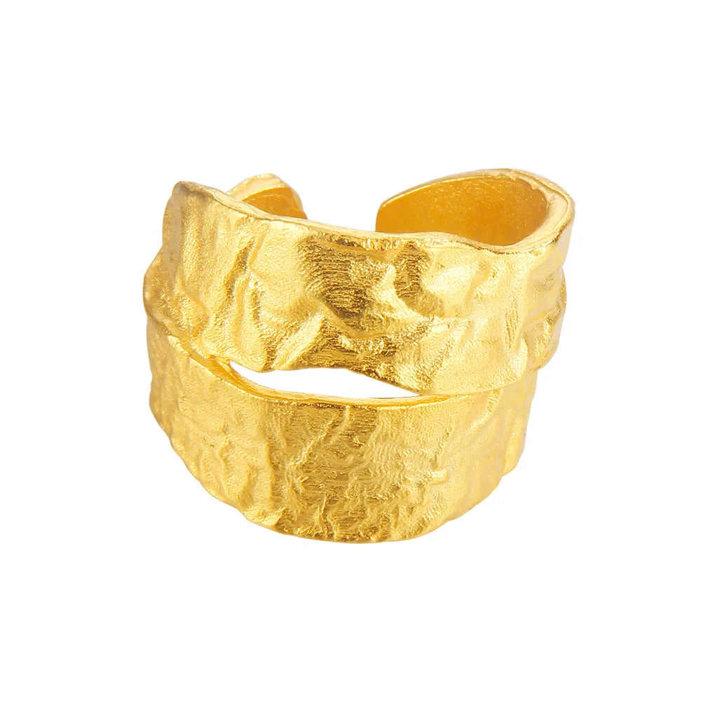 Breiter Ring mit gehämmertem Muster R149