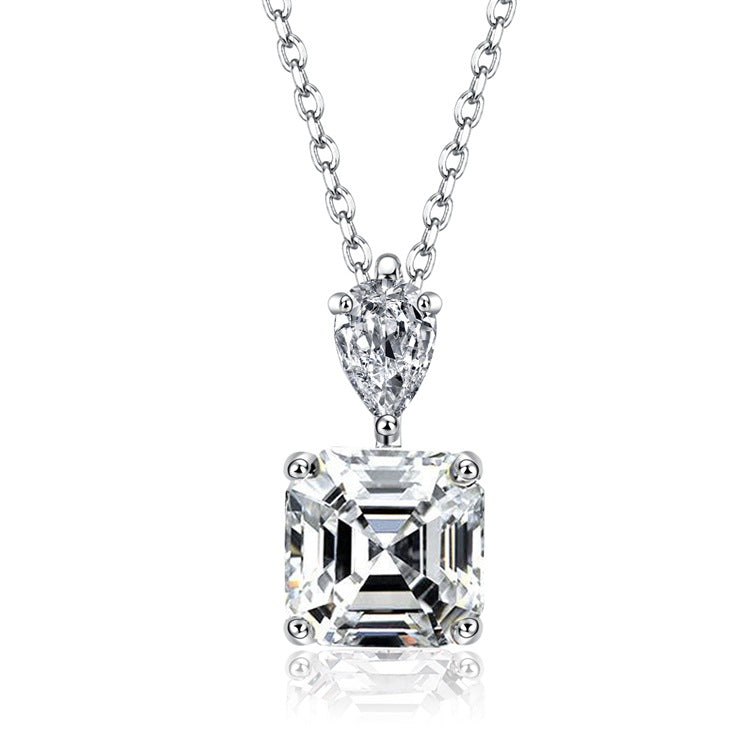 Solitär-Halskette mit 3 Karat Asscher 5a CZ
