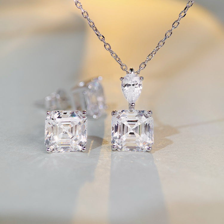 Solitär-Halskette mit 3 Karat Asscher 5a CZ