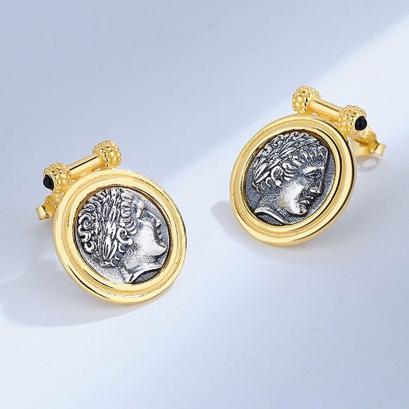 Achat Apollo Griechische Münze Ohrringe E1078