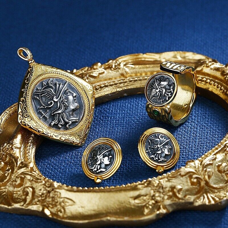 Breiter Ring mit geschlagener römischer Münze R1004