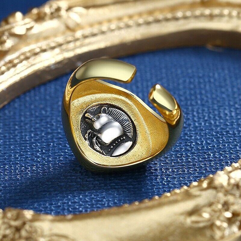 Löwe und Eber Münze Rhombus Ring R1044