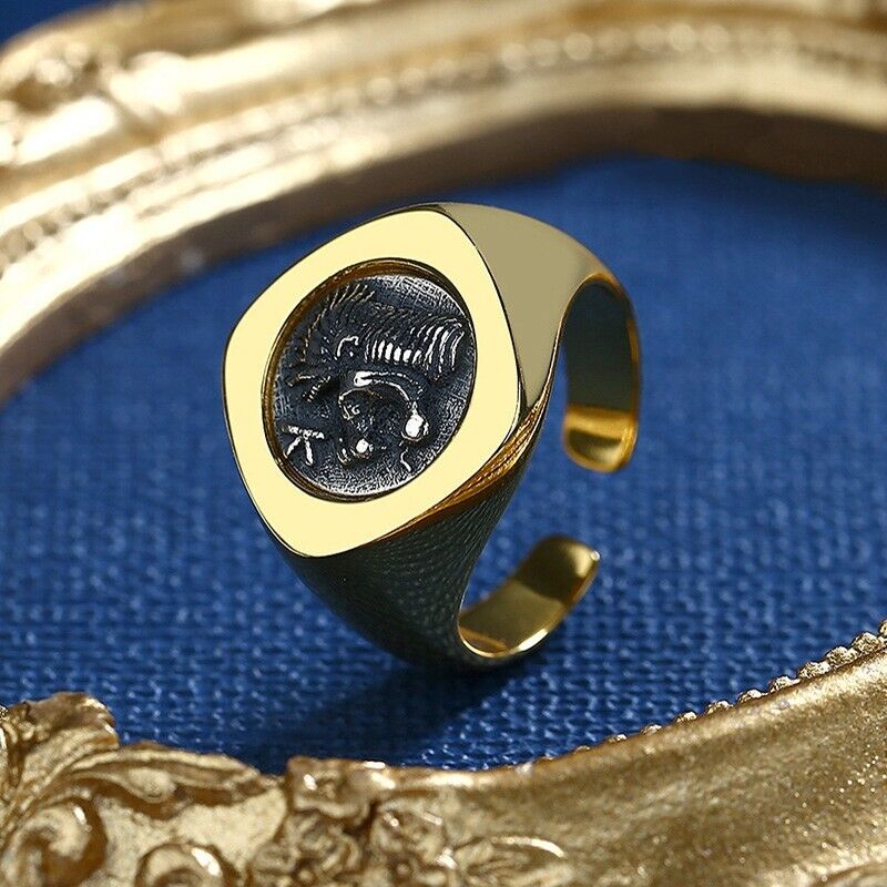 Löwe und Eber Münze Rhombus Ring R1044
