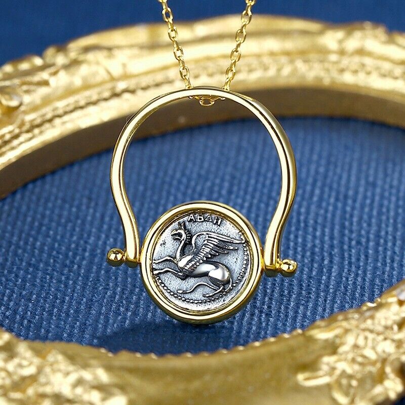 Greif-Delfin-Replik-Ring mit griechischer Münze R1021