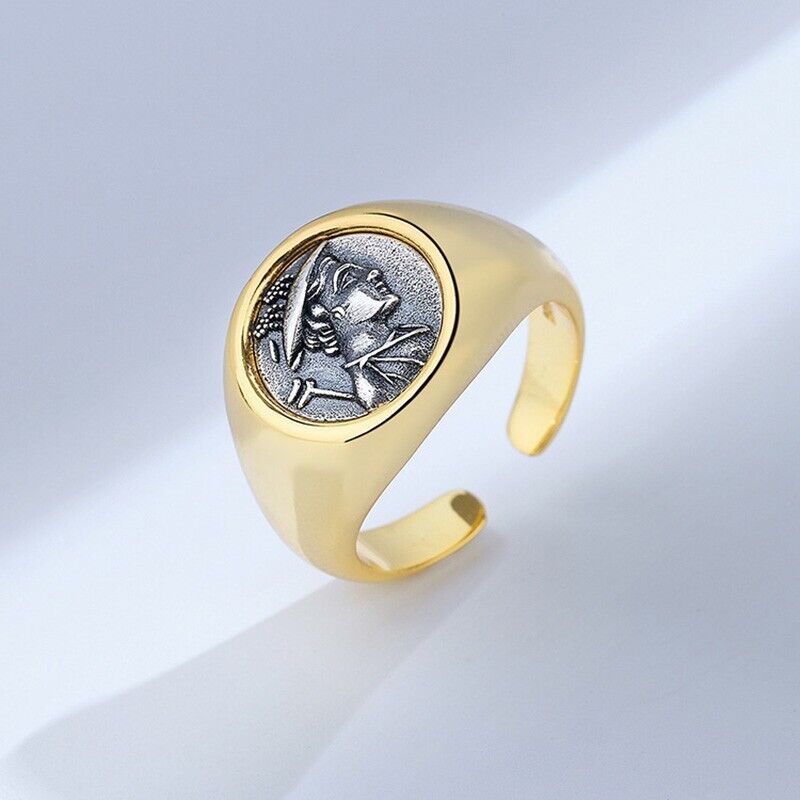 Griechischer Hermes-Ring mit römischer Münze, Replik, R1033