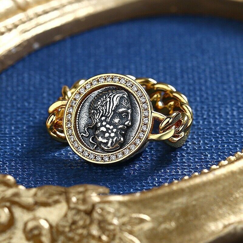 Griechischer Poseidon-Ring mit römischer Münze, R1009