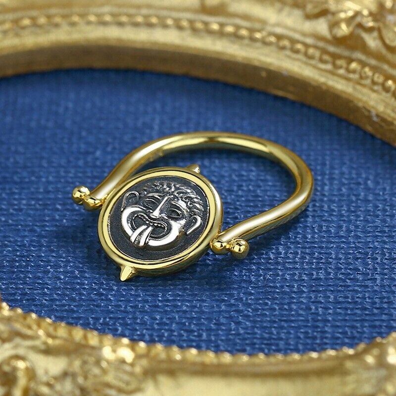 Medusa Drehbarer antiker Münzring R1070